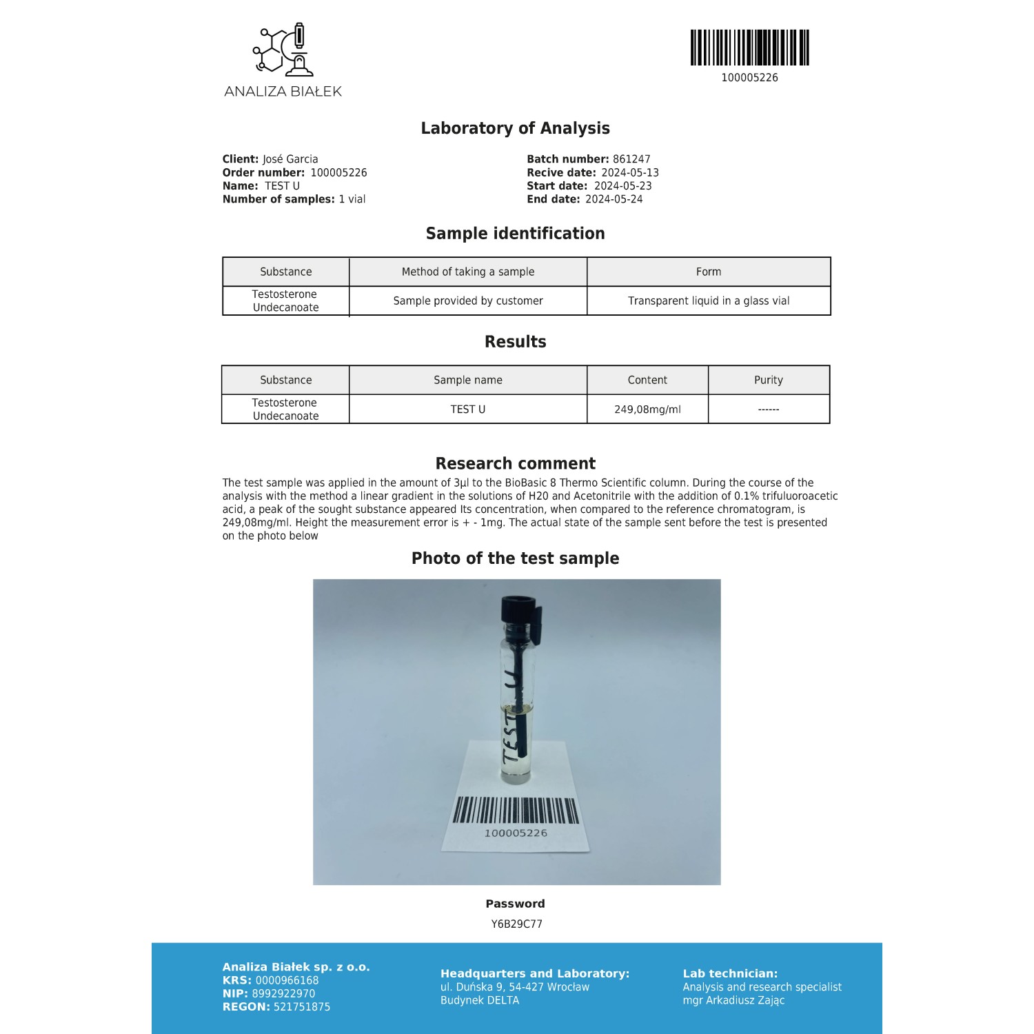 Andriolos 250 mg/ml (Testosterone Undecanoate)