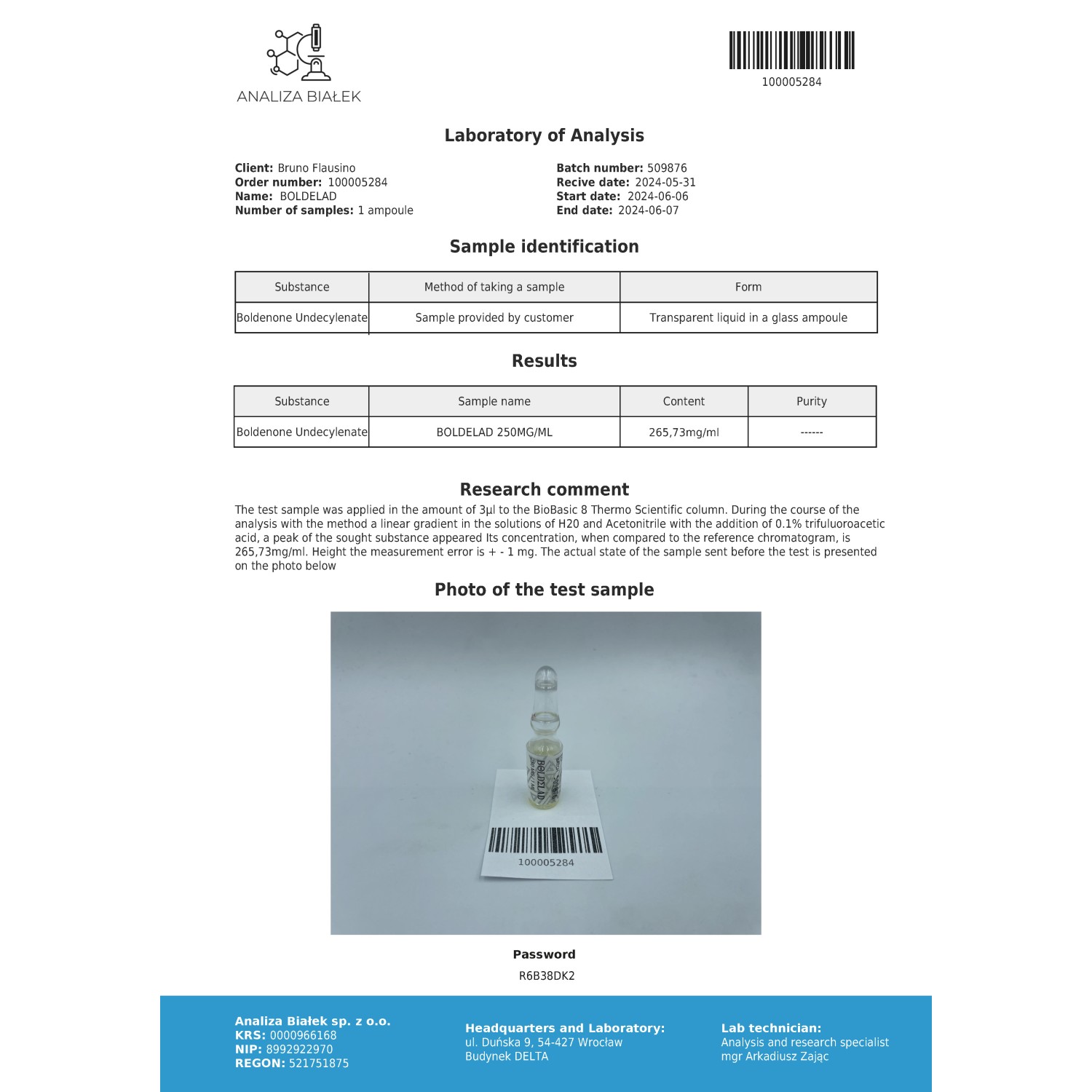 Boldelad 250 mg/ml (Boldenone Undecylenate)