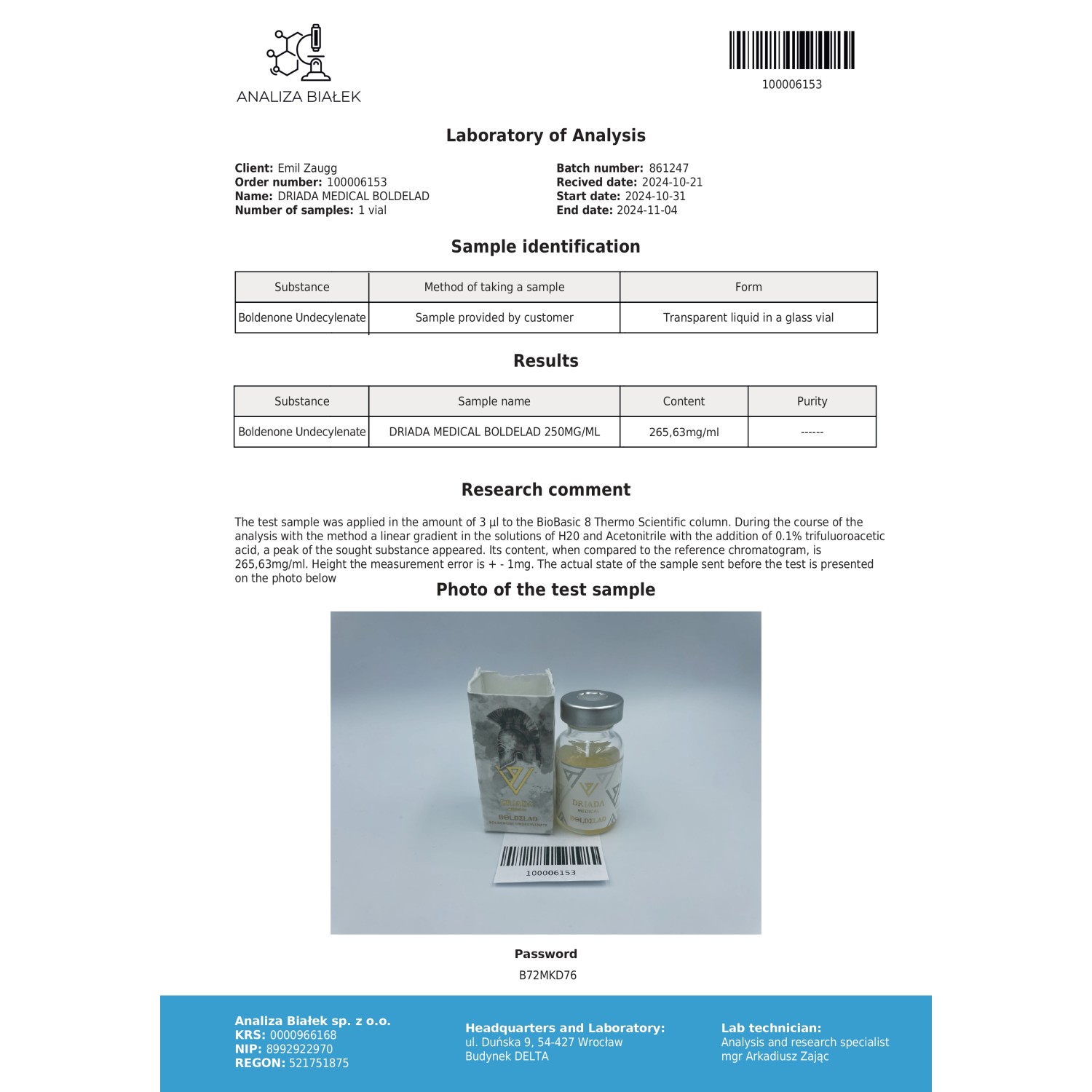 Boldelad 250 mg/ml (Boldenone Undecylenate)