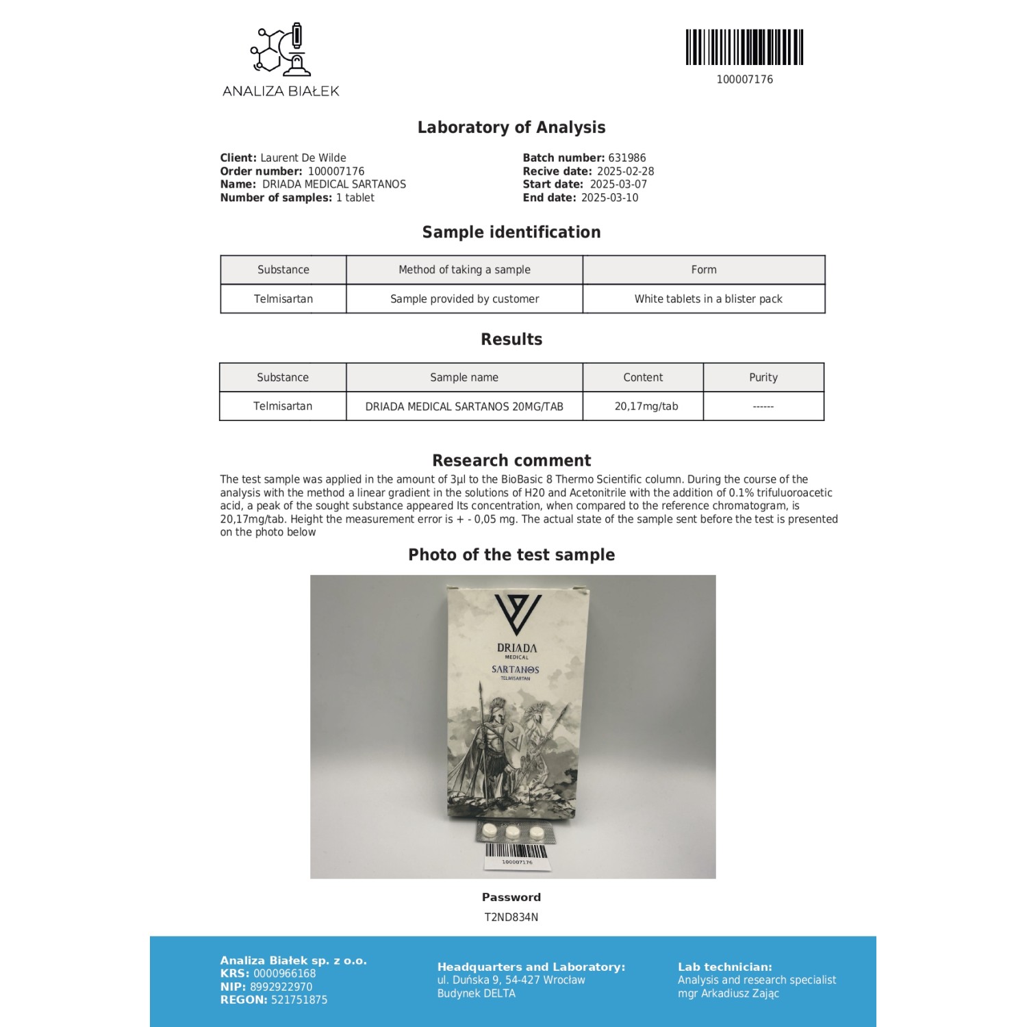 Sartanos 20mg (Telmisartan)