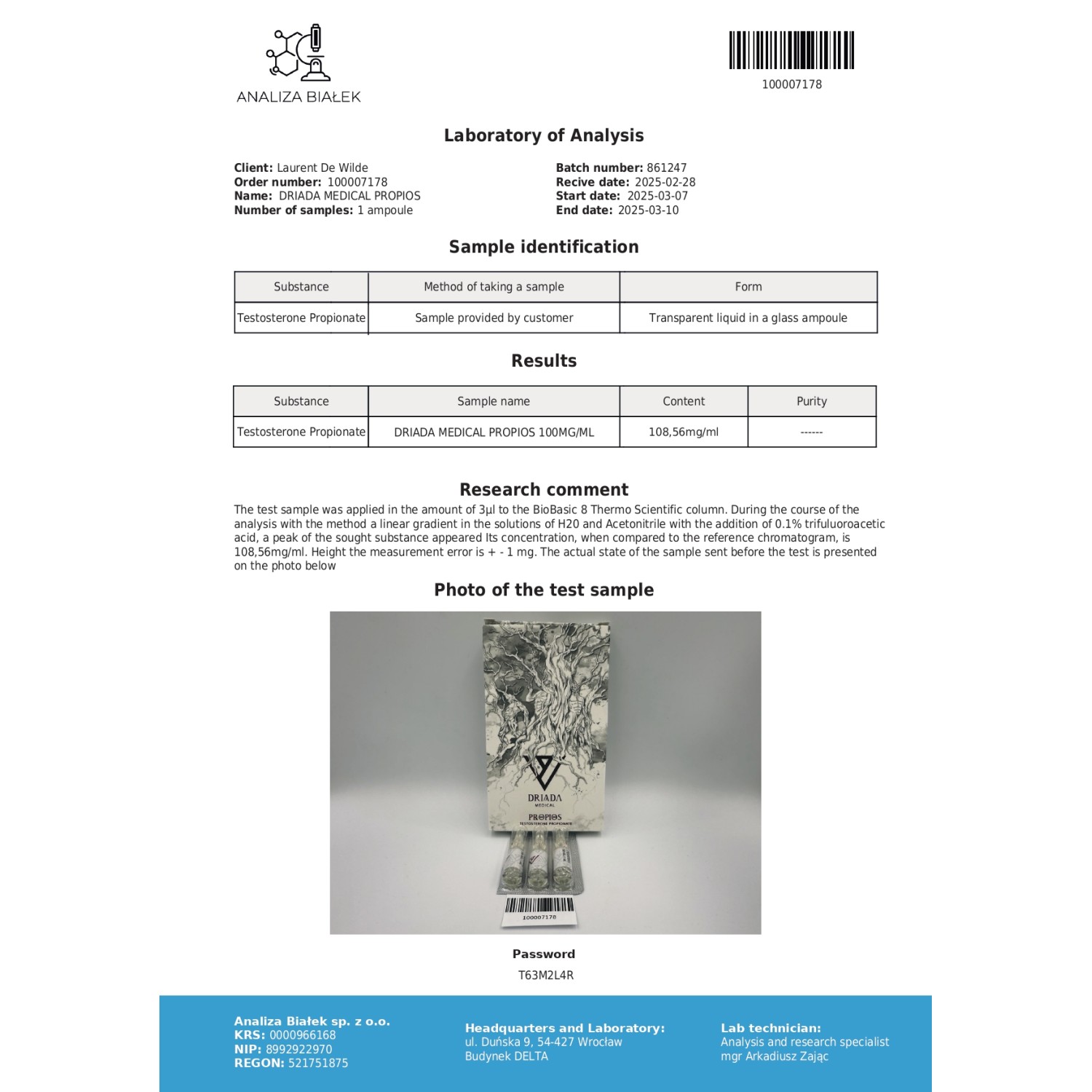 Propios 100 mg/ml (Testosterone Propionate)