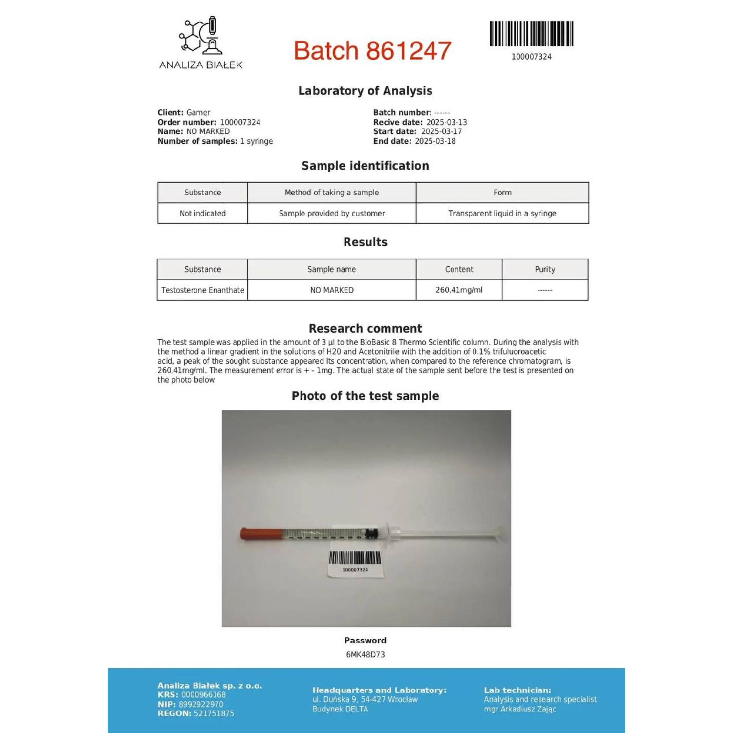 Testos 250 mg/ml (Testosterone Enanthate) 10ml vial