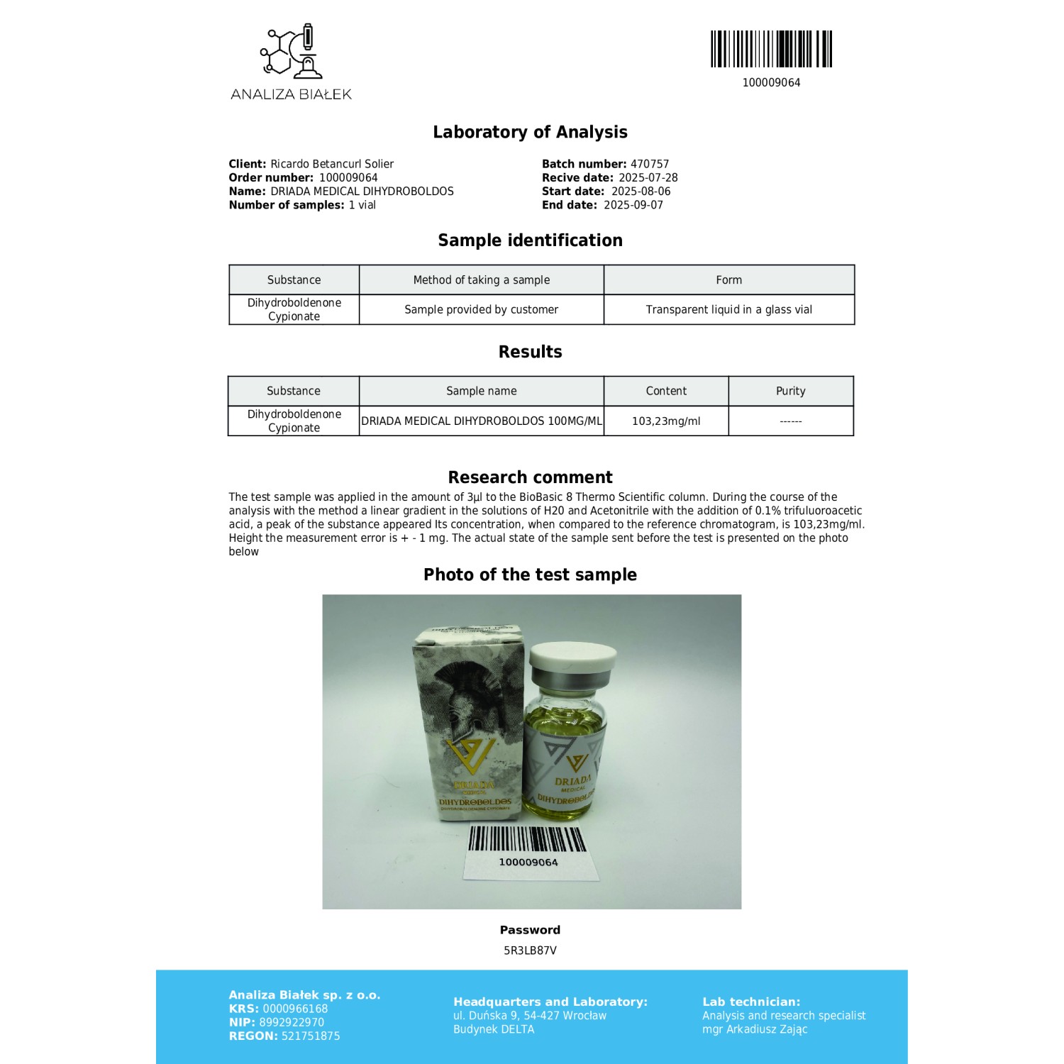 Dihydroboldos 100 mg/ml (Dihydroboldenone Cypionate)