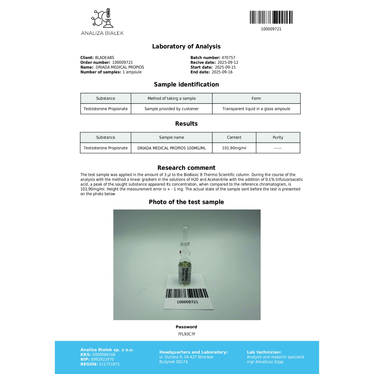 Propios 100 mg/ml (Testosterone Propionate)