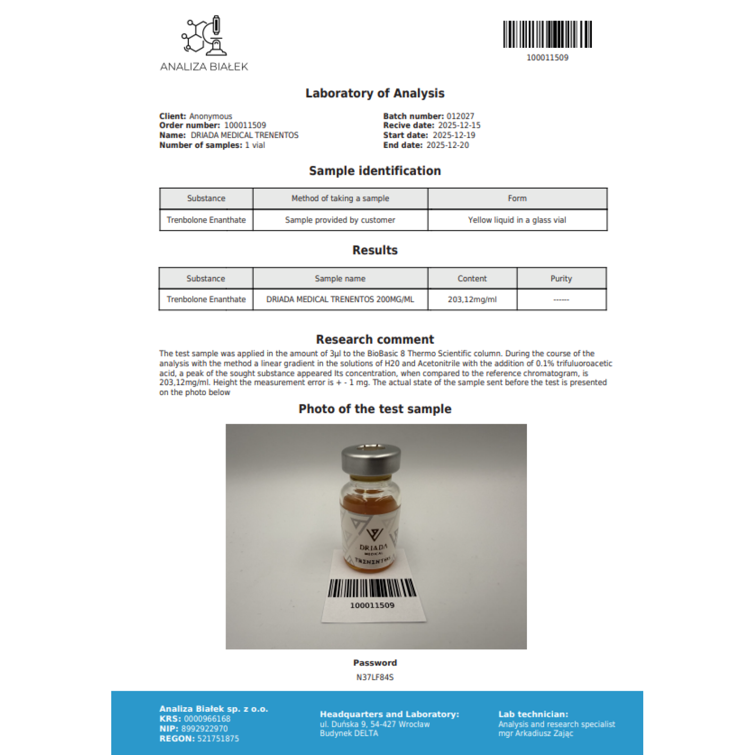 Trenentos 200 mg/ml (Trenbolone Enanthate) 10ml vial