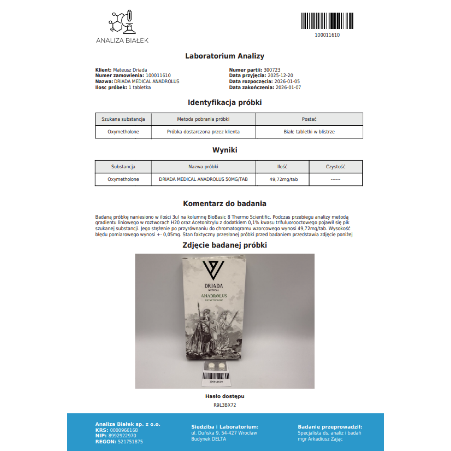 Anadrolus 50 mg (Oxymetholone)