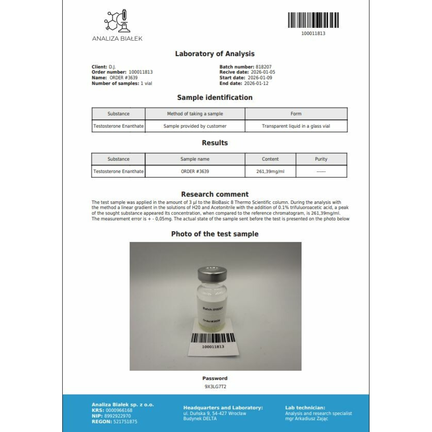 Testos 250 mg/ml (Testosterone Enanthate) 10ml vial