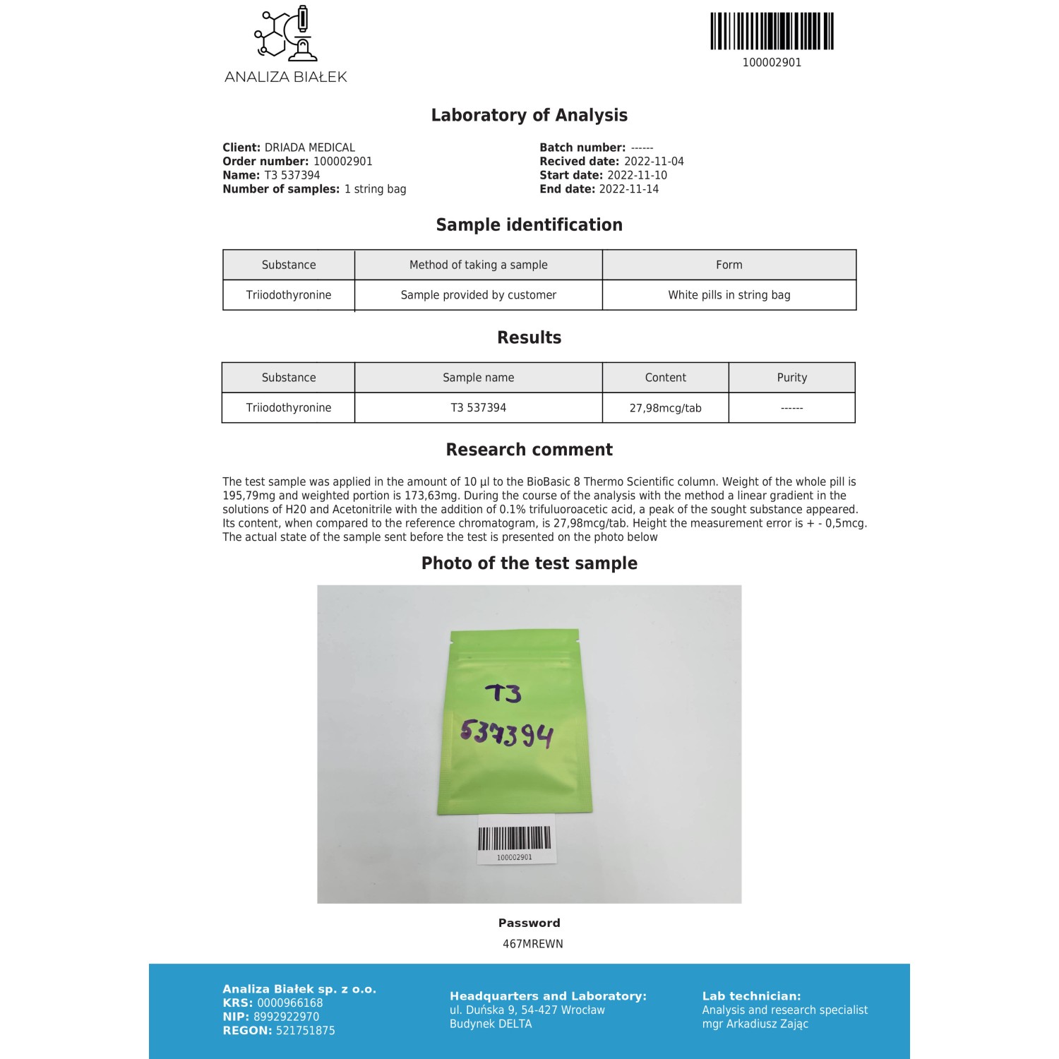 Liothymed 25 mcg (T3 - Triiodothyronine)