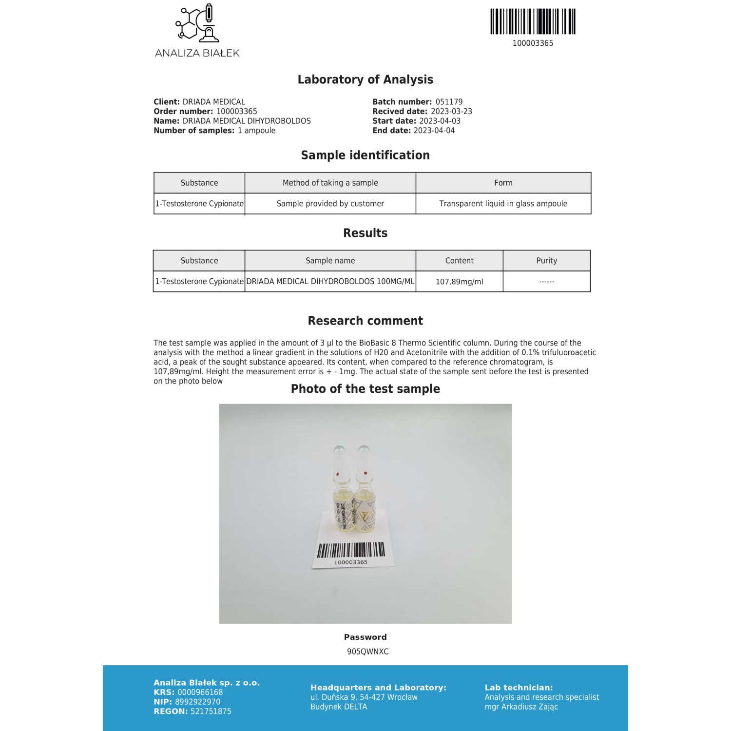 Dihydroboldos 100 mg/ml (Dihydroboldenone Cypionate)