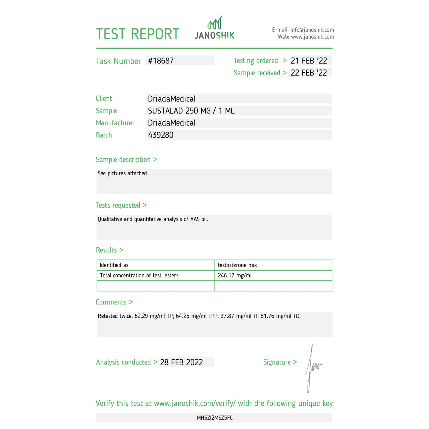 Sustalad 250 mg/ml (Sustanon) 10ml Vials