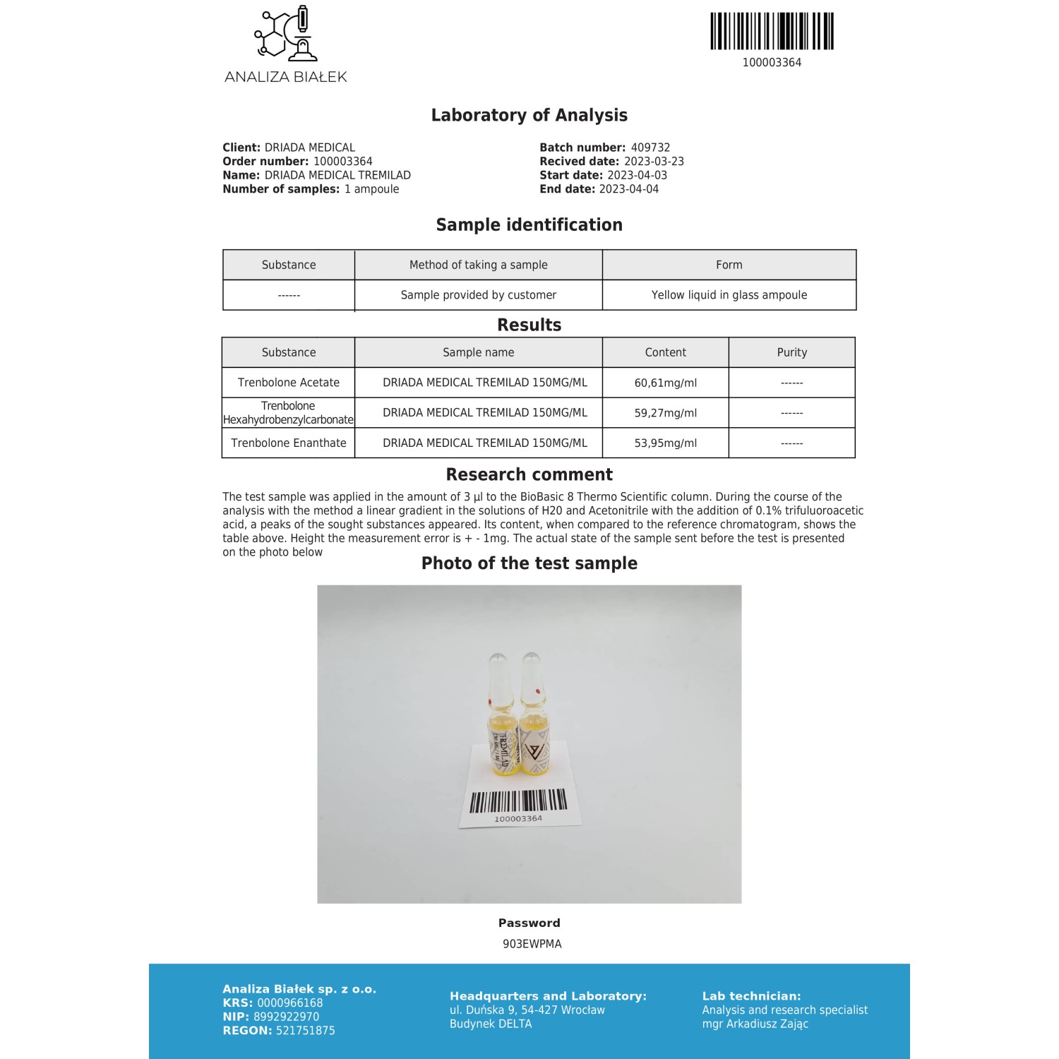 Tremilad 150 mg/ml (Trenbolone Mix)