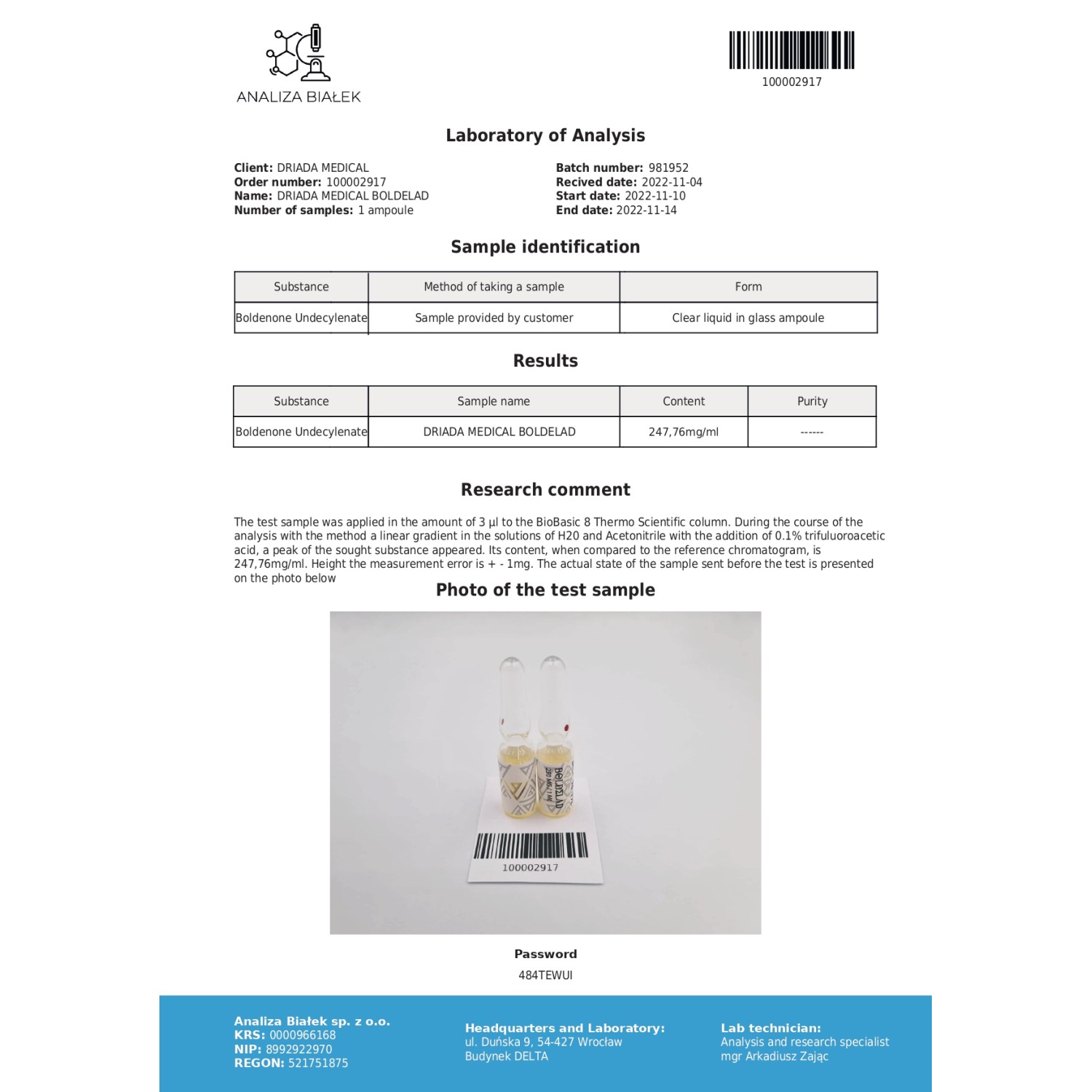 Boldelad 250 mg/ml (Boldenone Undecylenate)