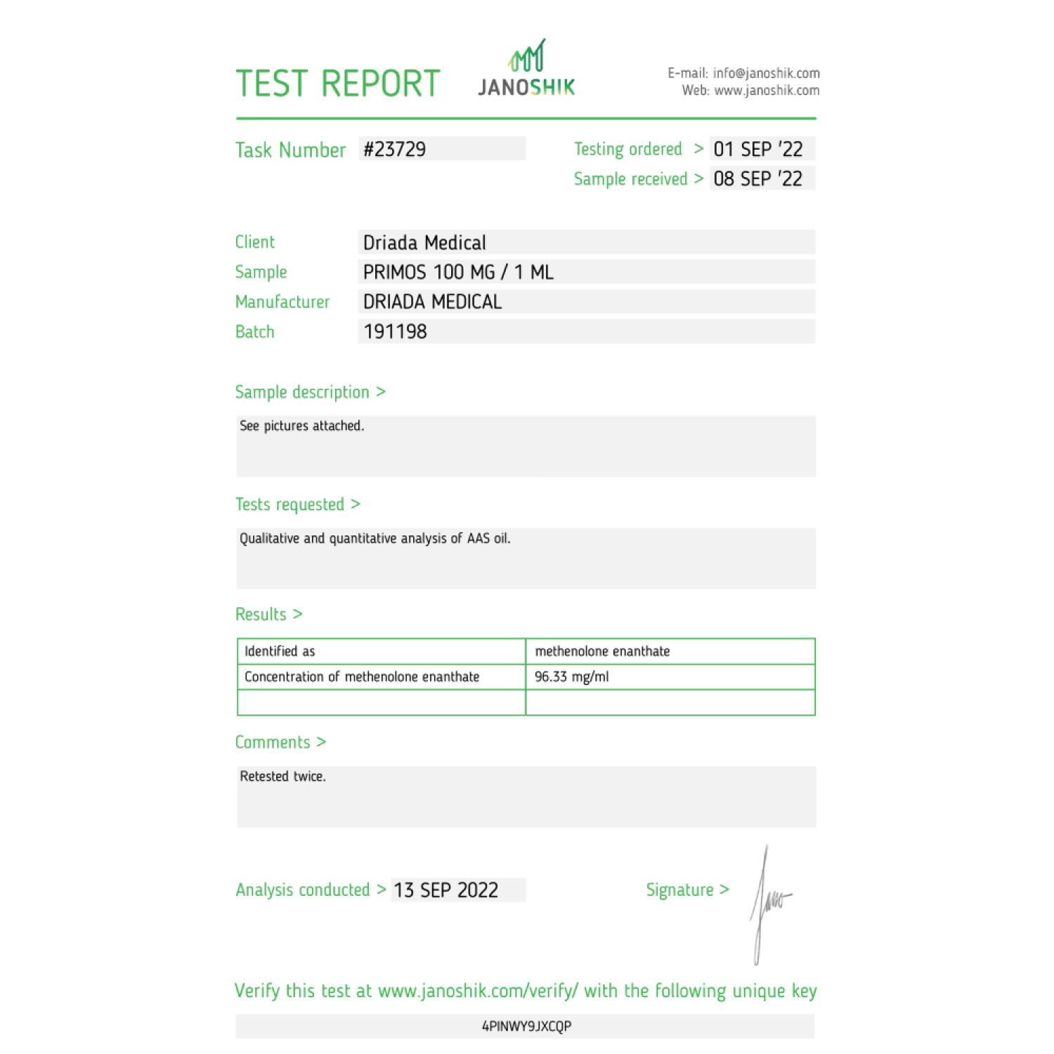 Primos 100 mg/ml (Methenolone Enanthate)
