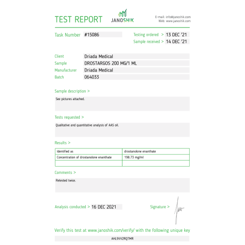 Drostargos 200 mg/ml (Drostanolone Enanthate) 10ml vial