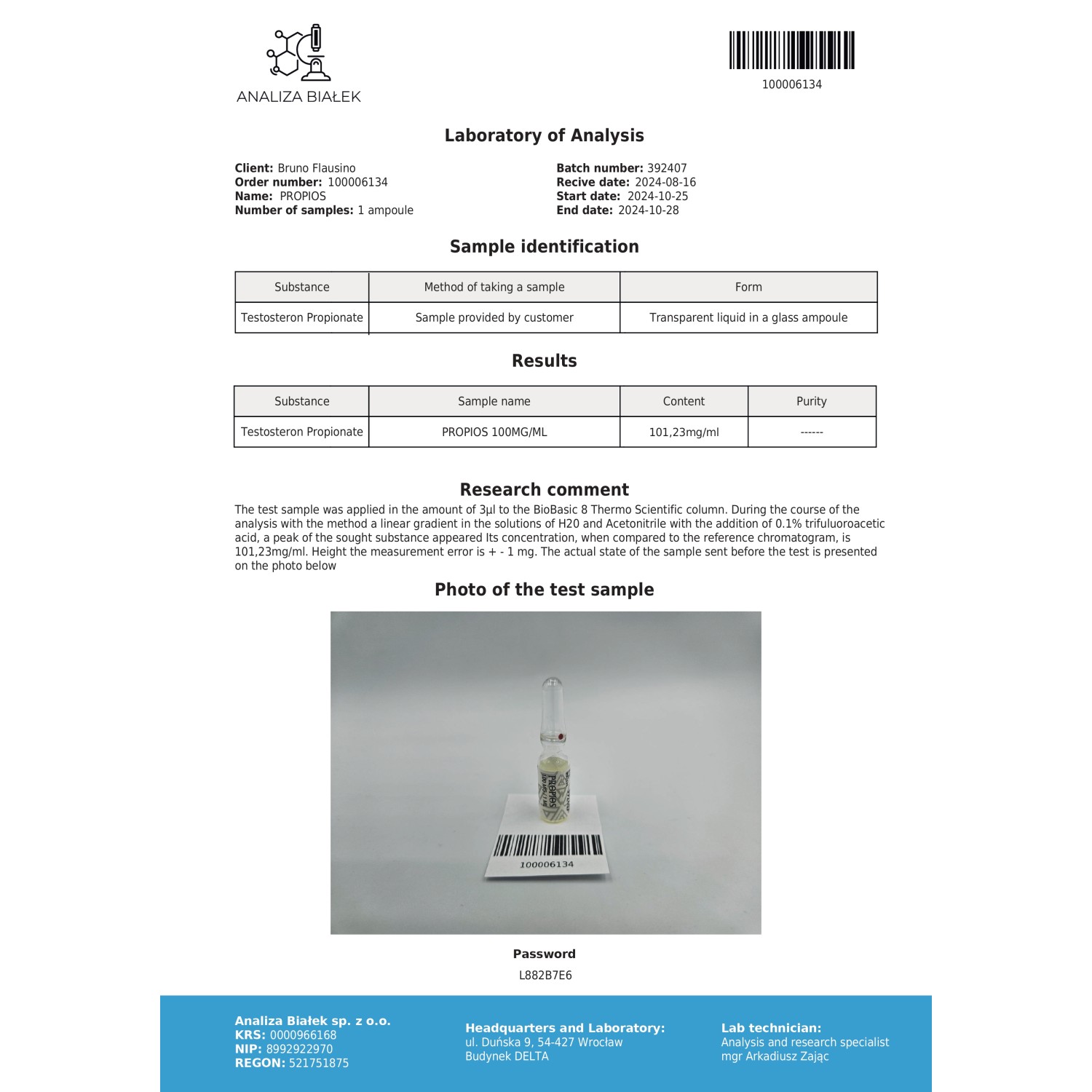 Propios 100 mg/ml (Testosterone Propionate)