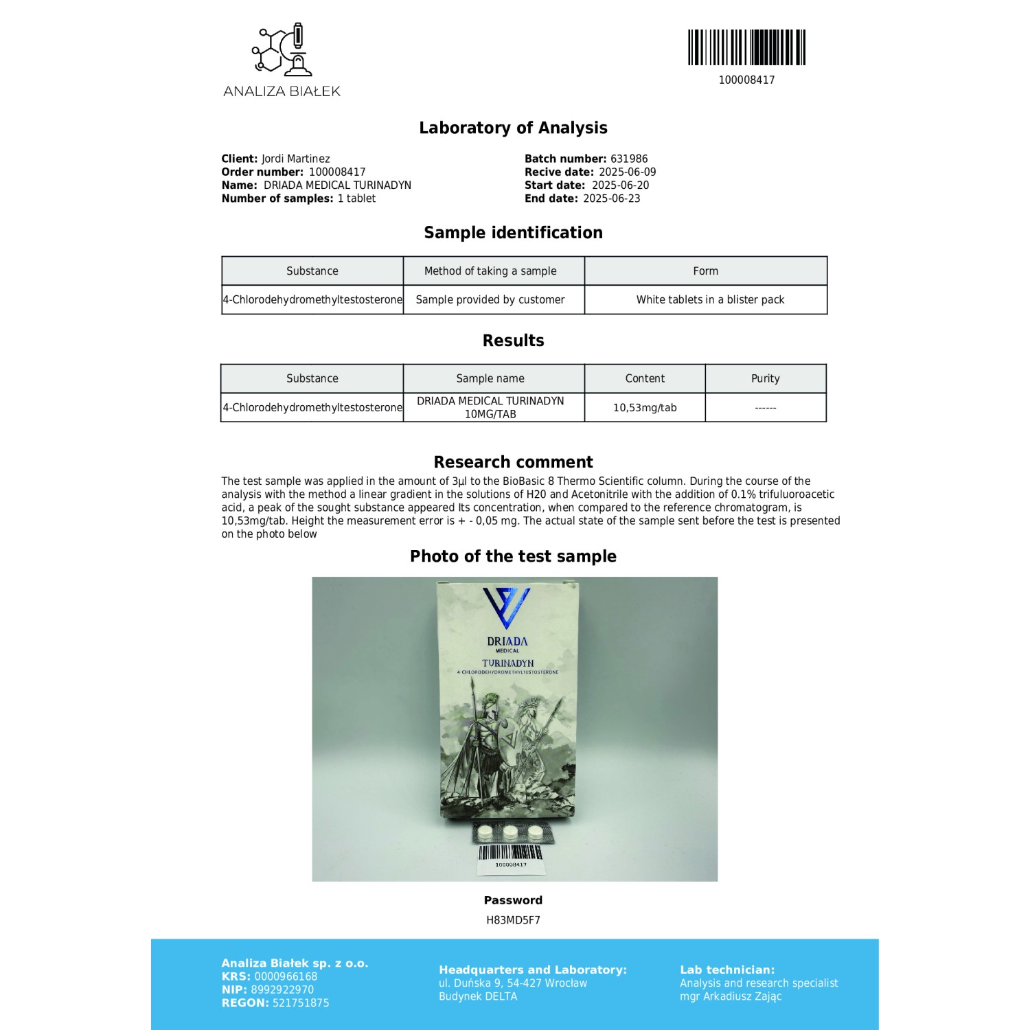 Turinadyn 10 mg (Turinabol)