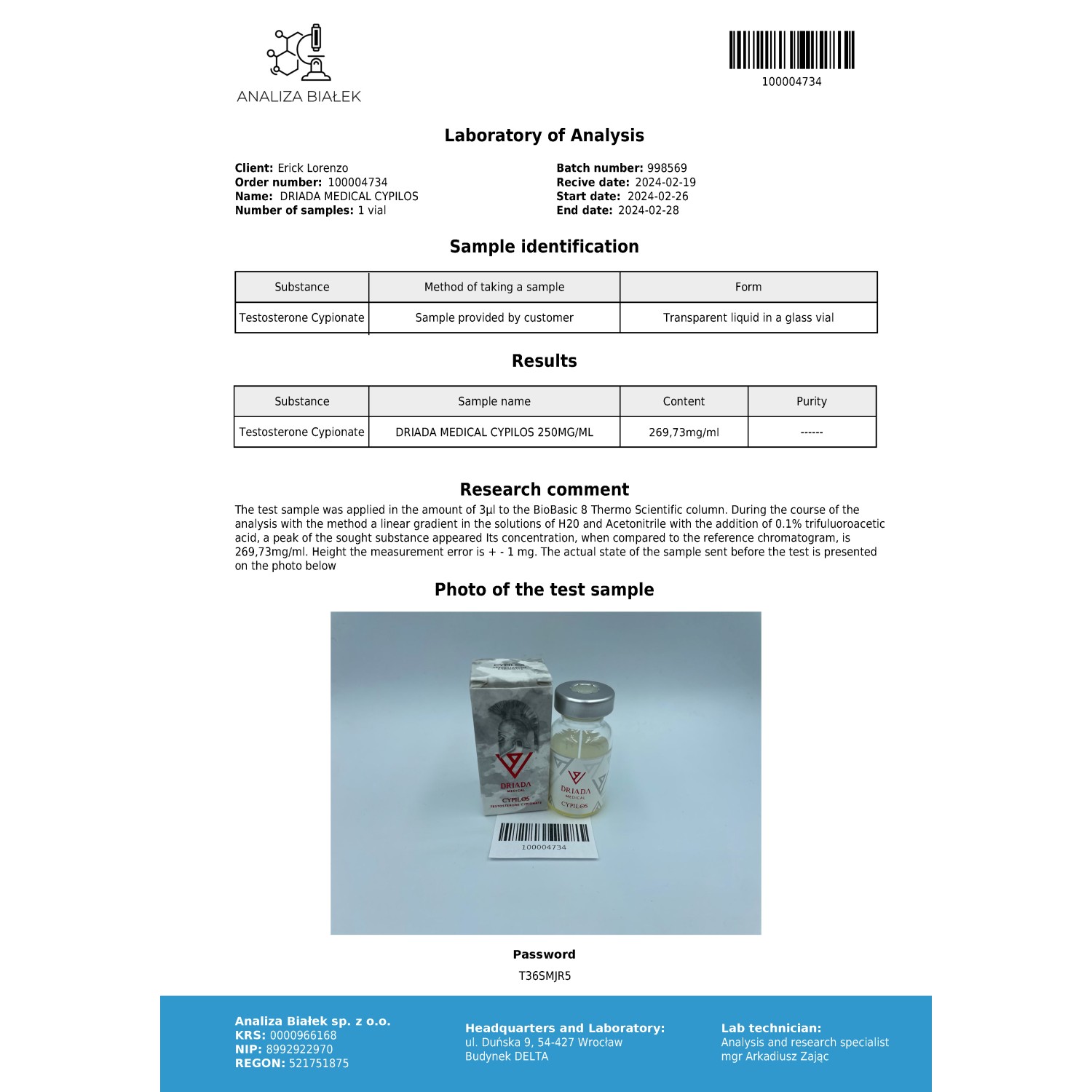 Cypilos 200 mg/ml (Testosterone Cypionate)