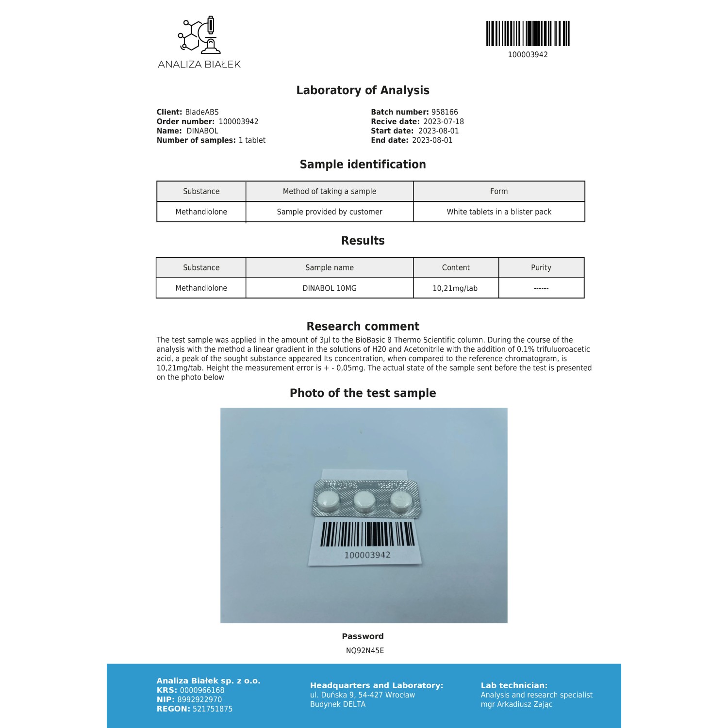 Dinabolyn 10 mg (Methandienone)