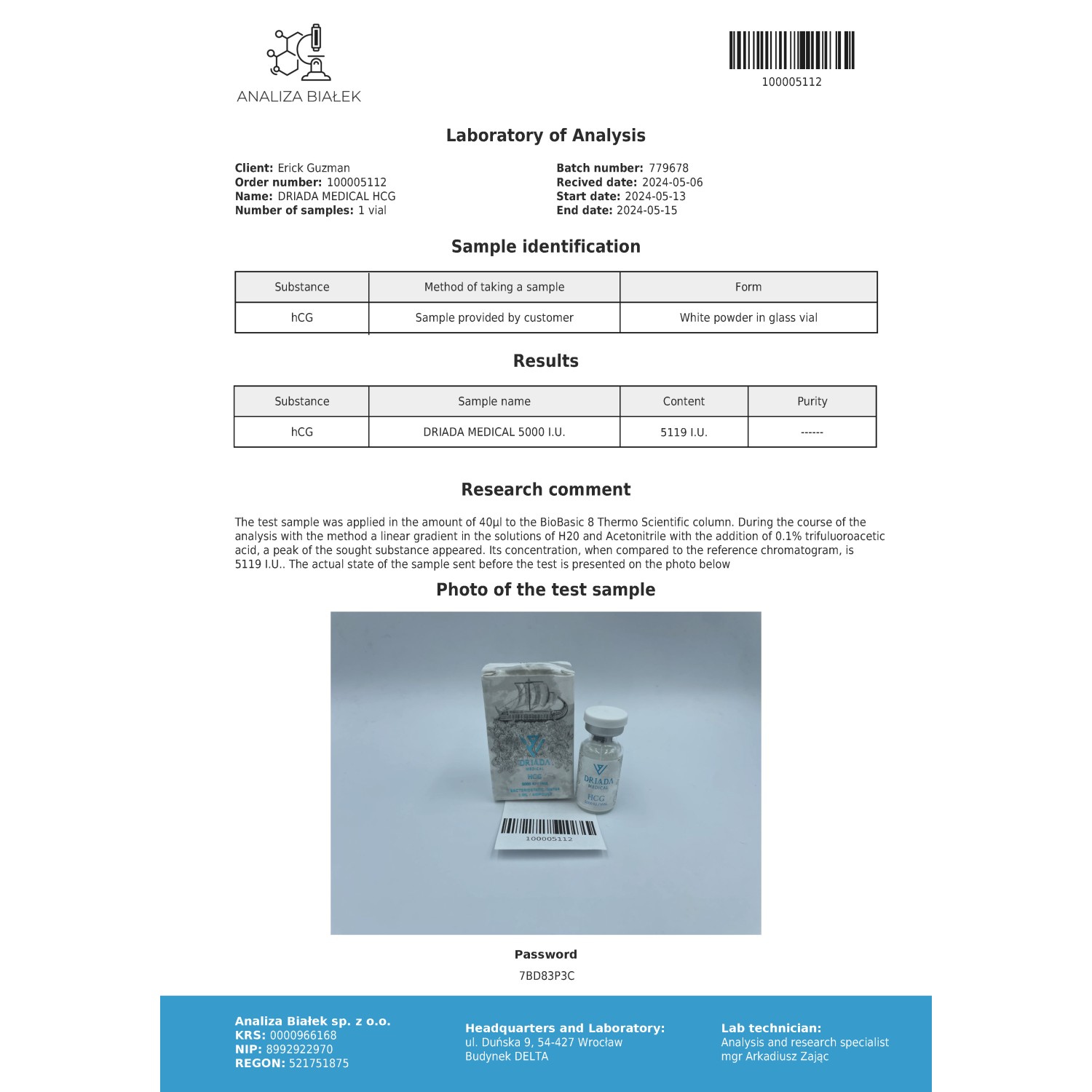 HCG 5000iu (Human chorionic gonadotropin)