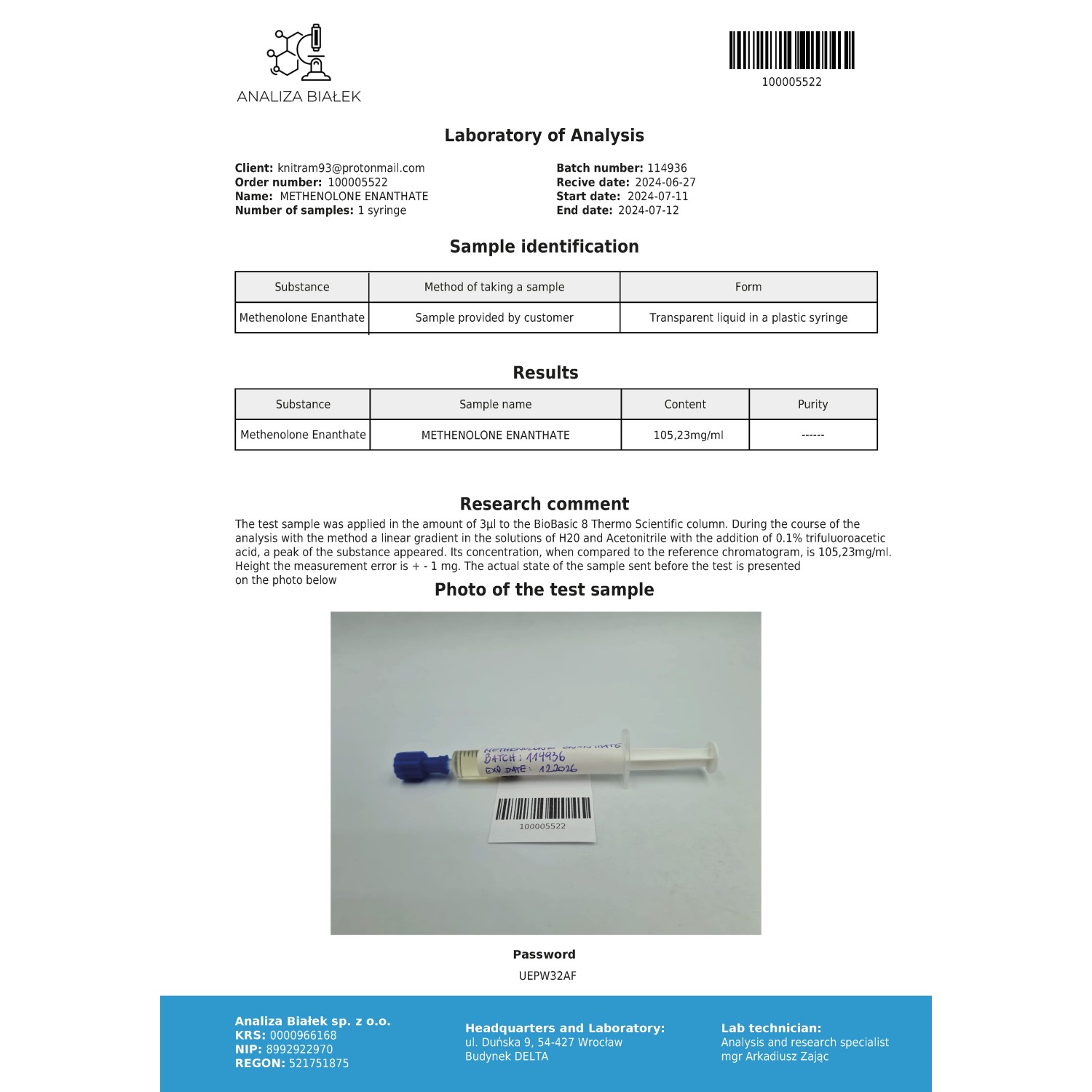 Primos 100 mg/ml (Methenolone Enanthate)