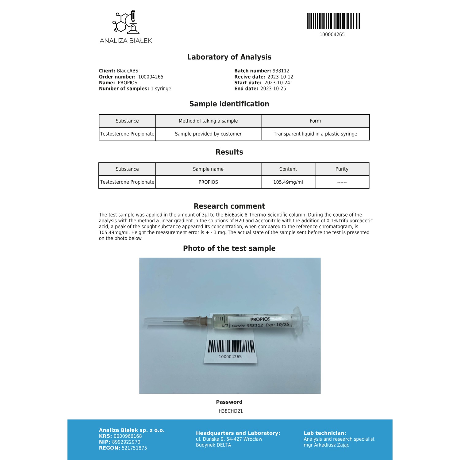 Propios 100 mg/ml (Testosterone Propionate)