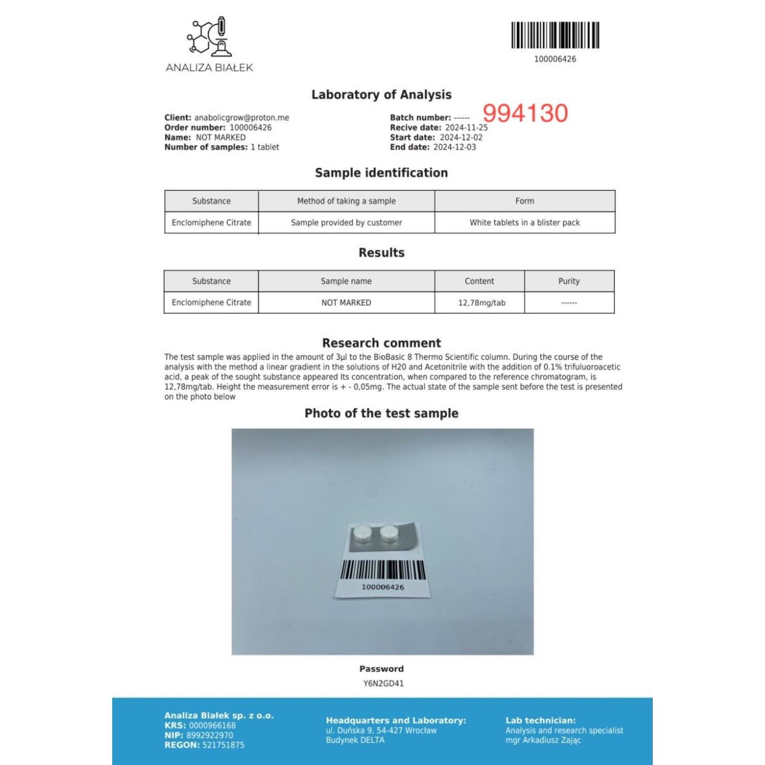 Enclomilad 12.5 mg (Enclomiphene citrate)