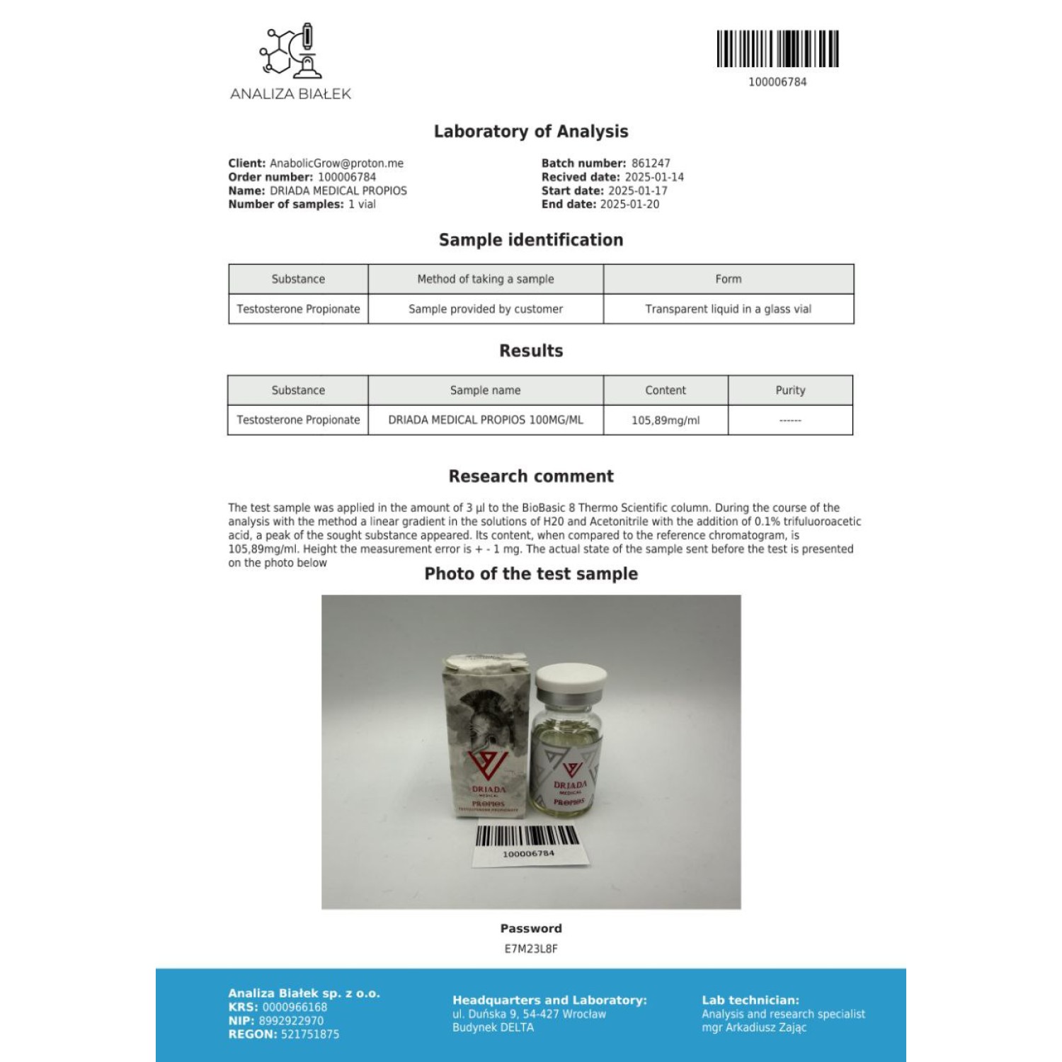 Propios 100 mg/ml (Testosterone Propionate)