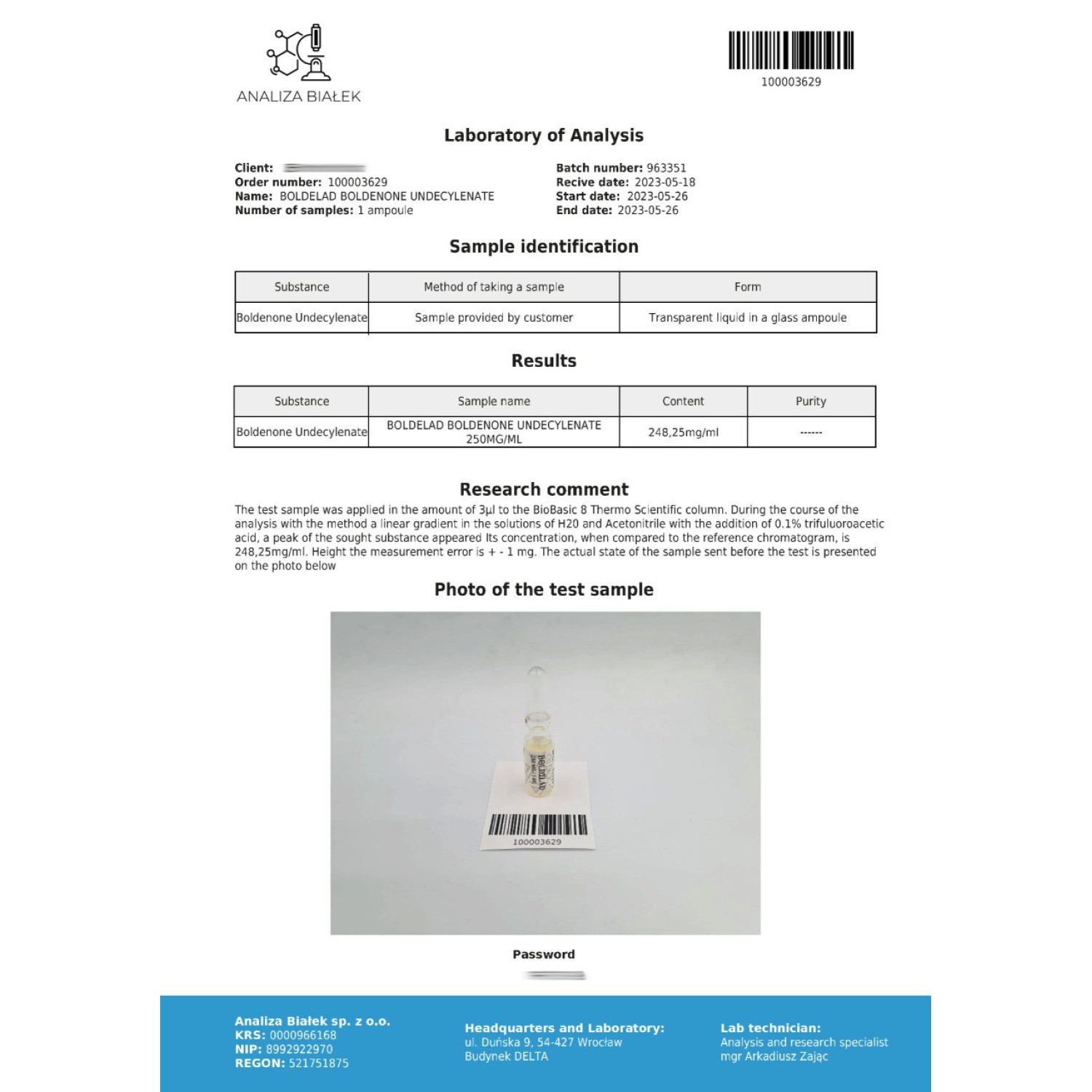 Boldelad 250 mg/ml (Boldenone Undecylenate)